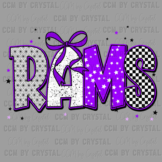 Rams Purple Mascot Ready to Press Transfer DTF Transfer Sublimation Transfer
