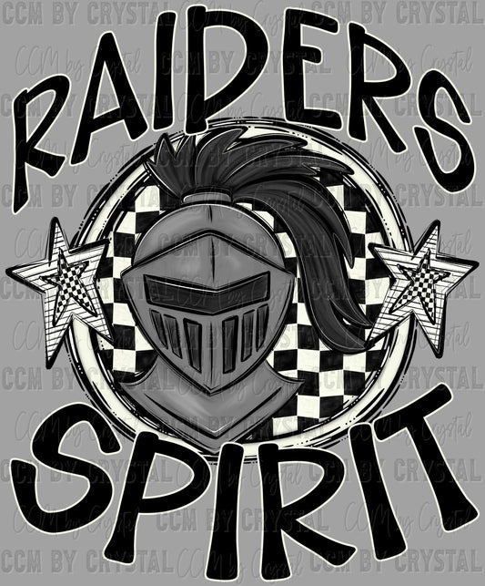 Raiders Spirit Checkered Stars Sports Mascot Ready to Press Transfer DTF Transfer Sublimation Transfer