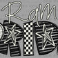 Ram Pride Checkered Stars Sports Mascot Ready to Press Transfer DTF Transfer Sublimation Transfer