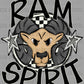 Ram Spirit Checkered Stars Sports Mascot Ready to Press Transfer DTF Transfer Sublimation Transfer