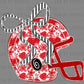Helmet Football Floral Red Bow Faux Glitter Sports Mascot Ready to Press Transfer DTF Transfer Sublimation Transfer