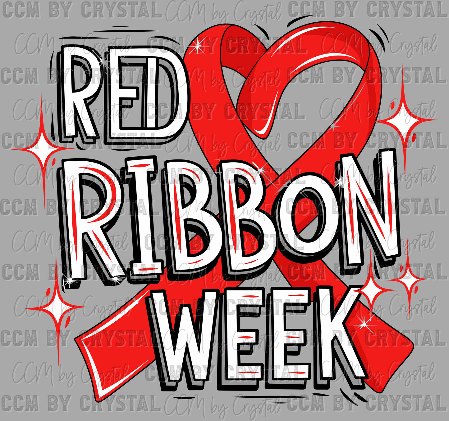 Red Ribbon Week Heart Ready to Press Transfer DTF Transfer Sublimation Transfer