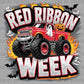 Red Ribbon Week Ghost Halloween Monster Truck Ready to Press Transfer DTF Transfer Sublimation Transfer