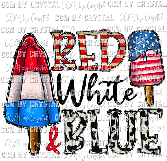 Red White Blue Cowhide Ready to Press Transfer