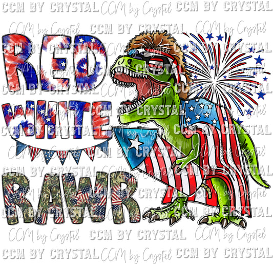 Red White Rawr Ready to Press Transfer