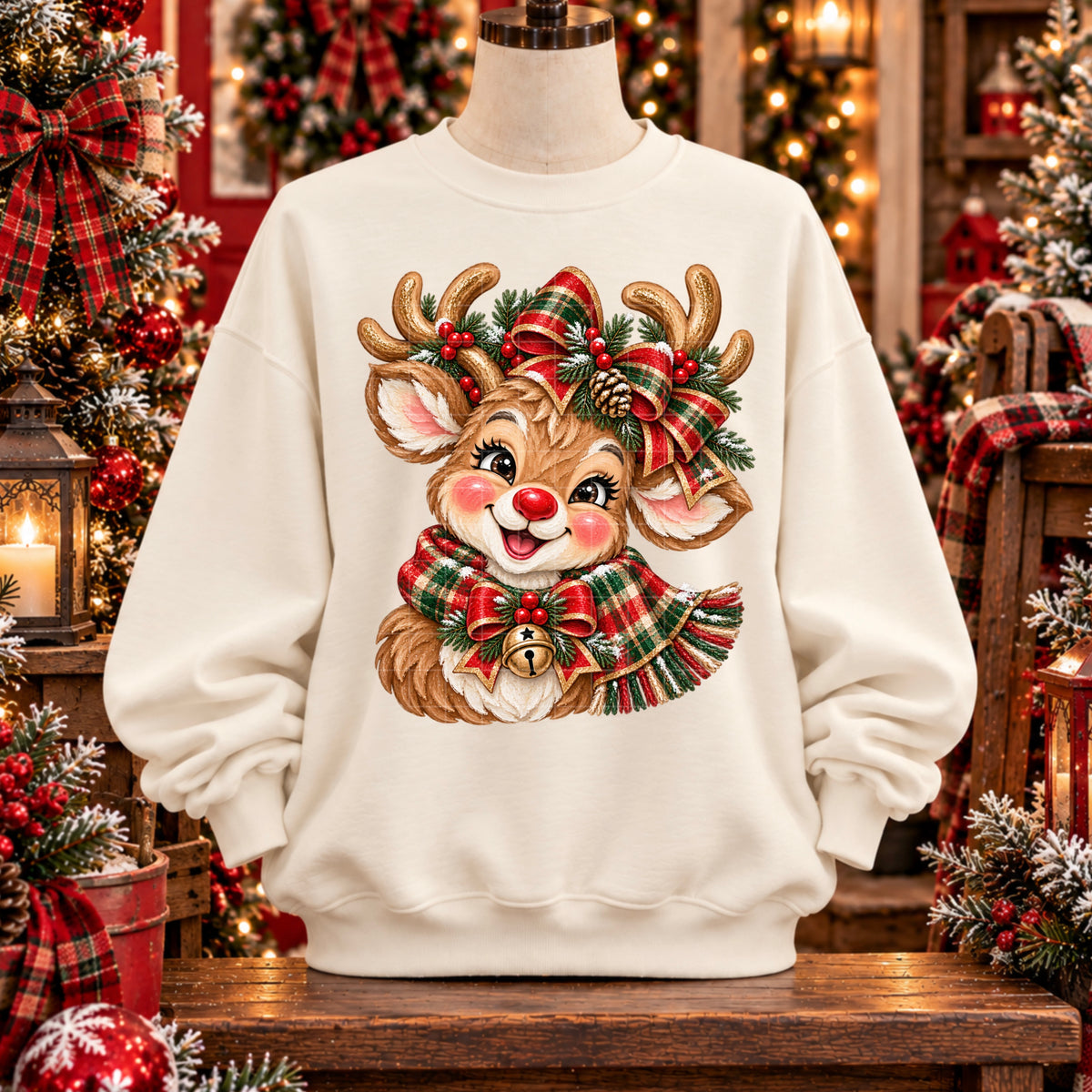 Faux Texture Reindeer Christmas Ready to Press DTF Transfers
