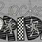 Rocket Pride Stars Checkered Sports Mascot Ready to Press Transfer DTF Transfer Sublimation Transfer