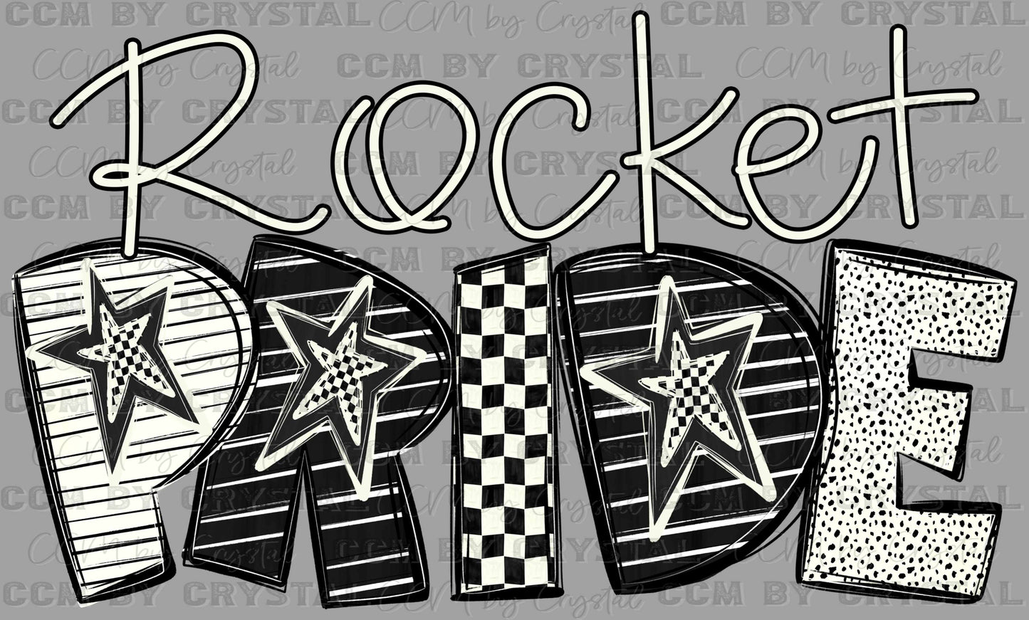 Rocket Pride Stars Checkered Sports Mascot Ready to Press Transfer DTF Transfer Sublimation Transfer