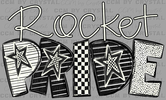 Rocket Pride Stars Checkered Sports Mascot Ready to Press Transfer DTF Transfer Sublimation Transfer