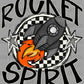 Rocket Spirit Stars Checkered Sports Mascot Ready to Press Transfer DTF Transfer Sublimation Transfer
