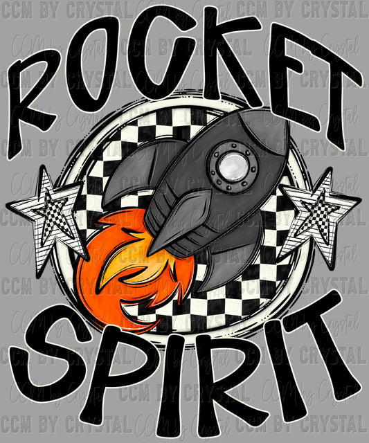 Rocket Spirit Stars Checkered Sports Mascot Ready to Press Transfer DTF Transfer Sublimation Transfer