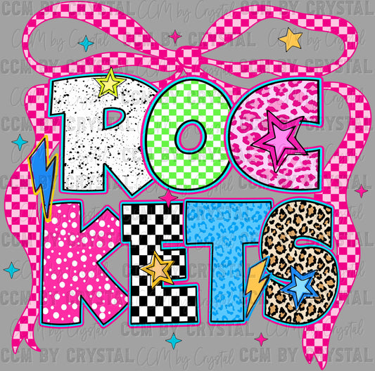 Rockets Ribbon Stars Checkered Leopard Print Dots Sports Mascot Ready to Press Transfer DTF Transfer Sublimation Transfer