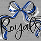 Royals Blue Bow Ribbon Sports Mascot Ready to Press Transfer DTF Transfer Sublimation Transfer