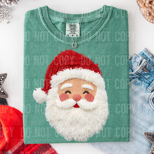Santa Christmas Faux Fake Yarn Ready to Press Transfer DTF Transfer Sublimation Transfer