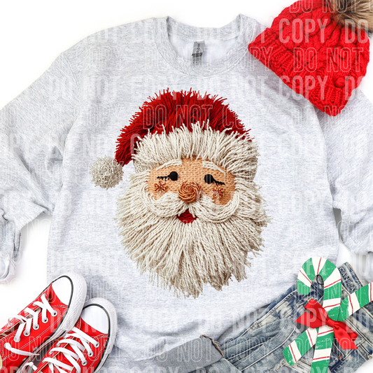 Santa Christmas Faux Fake Yarn Ready to Press Transfer DTF Transfer Sublimation Transfer
