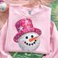 Snowman Christmas Fake Faux Sequin Ready to Press Transfer Instant Peel DTF Transfer Sublimation Transfer