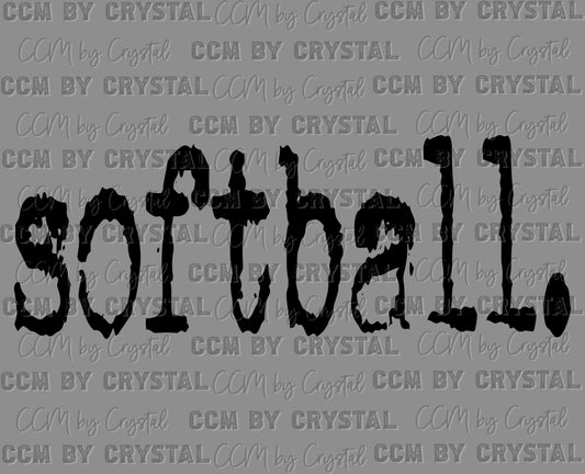 Softball Typography Mascot Ready to Press Transfer DTF Transfer Sublimation Transfer