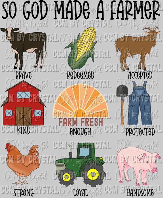 So God Made a Farmer Ready To Press Transfer DTF Sublimation