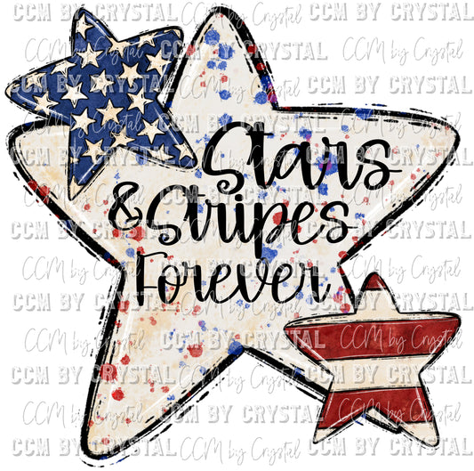 Stars and Stripes Forever Fourth of July Ready to Press Transfer