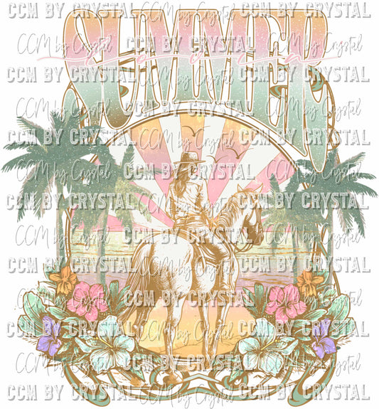 Summer Lovin Cowgirl Beach Summer Summertime Ready to Press Transfer