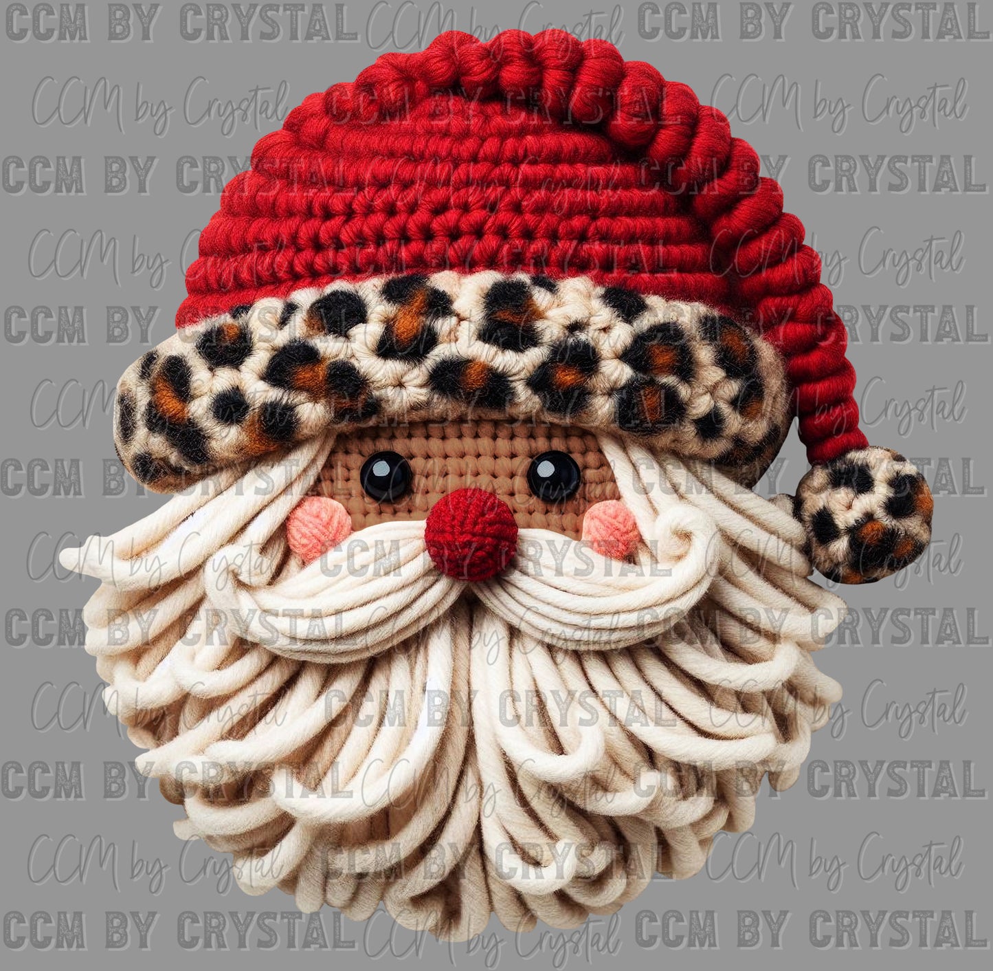 Santa Christmas Faux Yarn Leopard Print Ready to Press Transfer DTF Transfer Sublimation Transfer