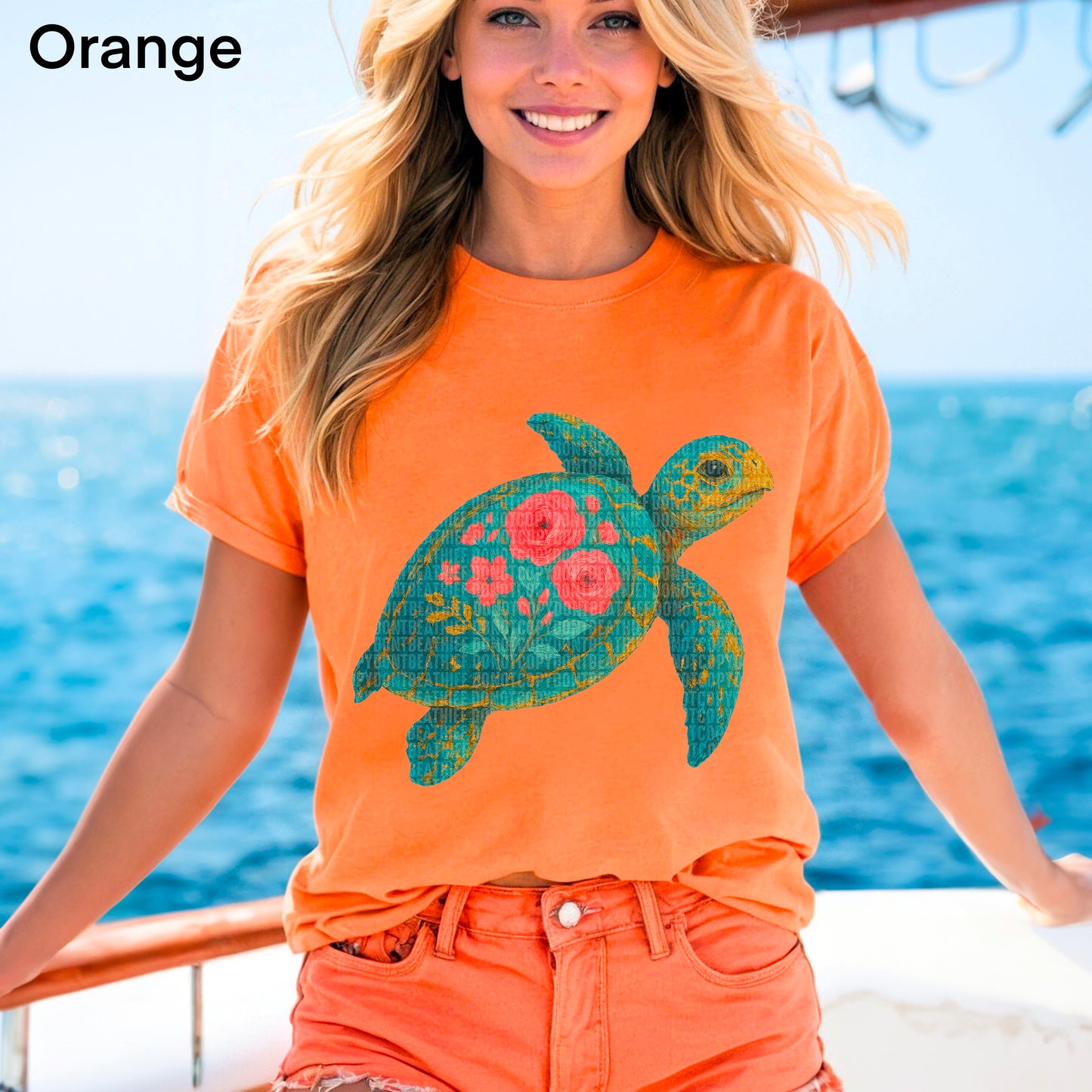 Floral Sea Turtle Summer Ready to Press Transfer DTF Transfer Sublimation Transfer