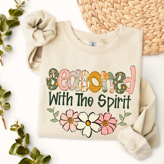 Seasoned With the Spirit Easter Spring Ready to Press Transfer DTF Transfer Sublimation Transfer