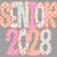 Senior 2028 Checkered Floral Flowers Ready to Press Transfer DTF Transfer Sublimation Transfer