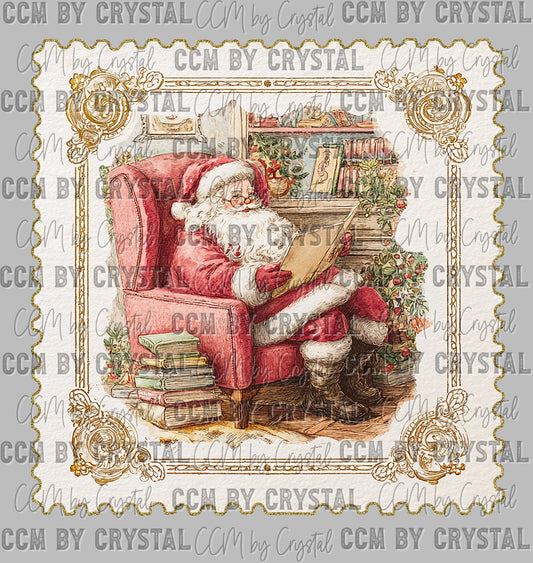 Santa Vintage Stamp Christmas Ready to Press Transfer DTF Transfer Sublimation Transfer