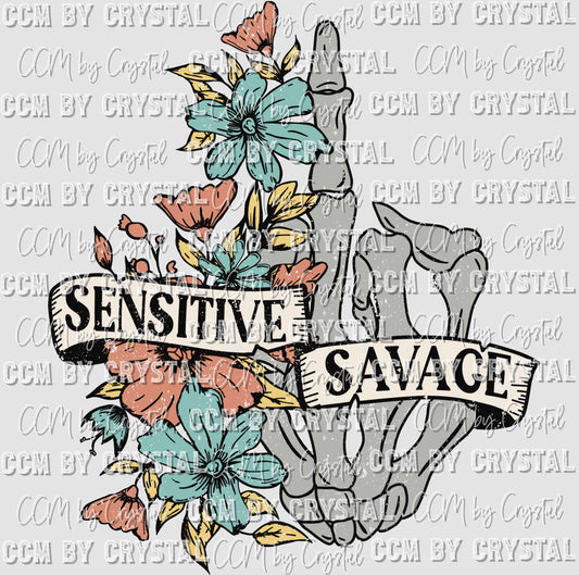 Sensitive Savage Skeleton Ready to Press Transfer