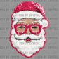 Santa with Glasses Christmas Pink Faux Fake Sequin Ready to Press Transfer DTF Transfer Sublimation Transfer