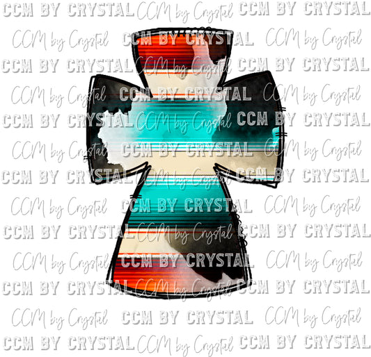 Serape Doodle Cross Ready to Press Transfer