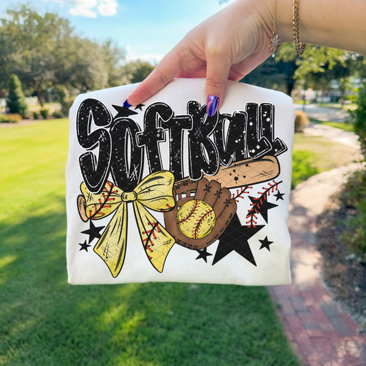 Softball Bow Bat DTF Transfers Sublimation Transfers