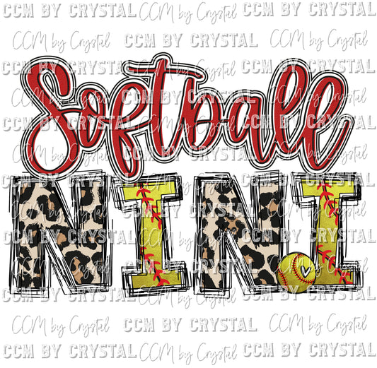 Softball Nini Leopard Print Ready to Press Transfer