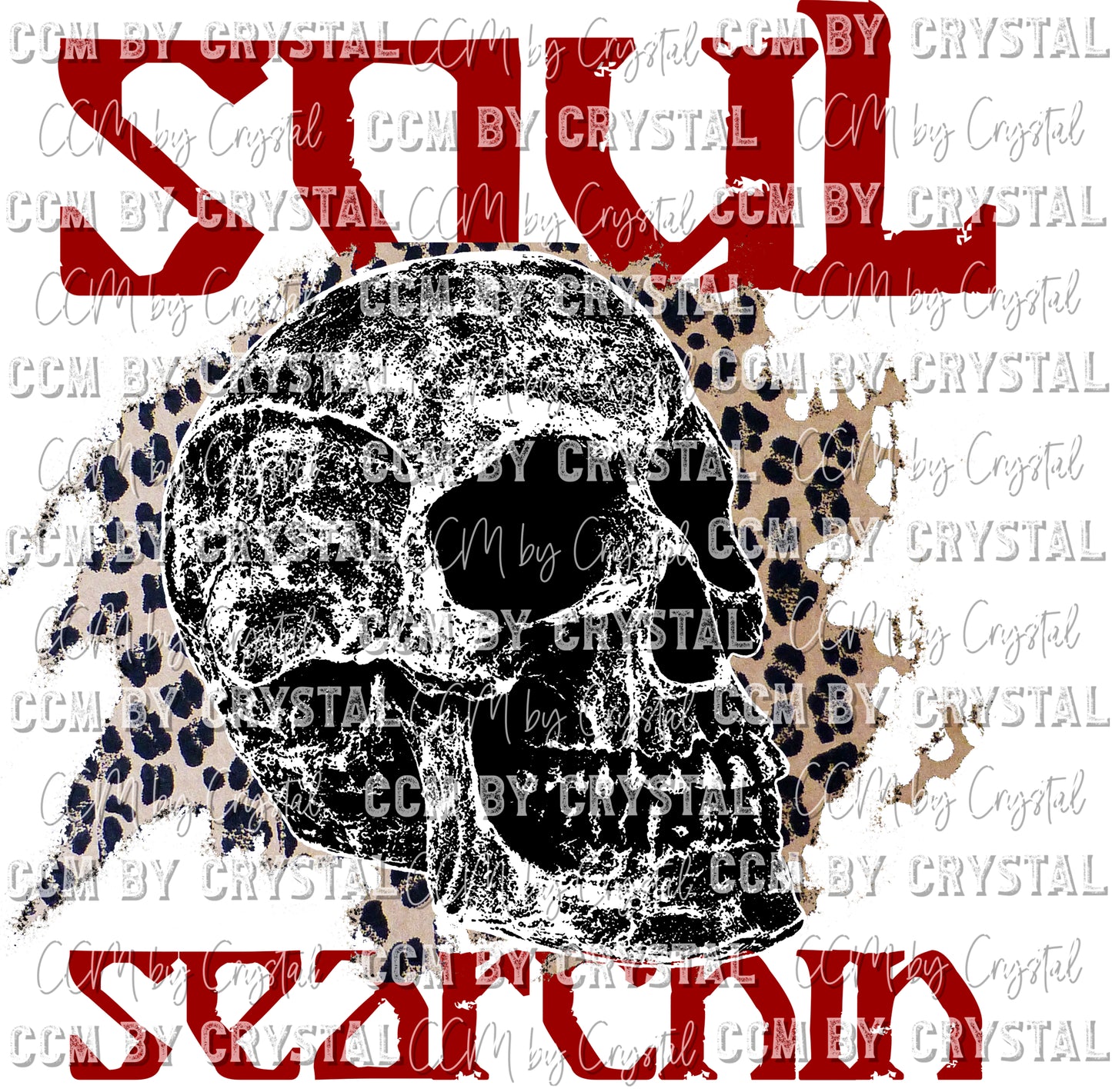 Soul Searching Skull Leopard Print Ready to Press Transfer