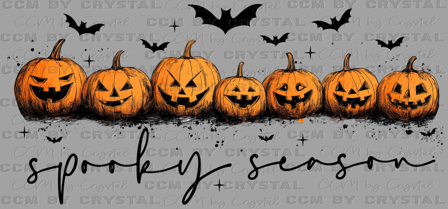 Spooky Season Pumpkins Bats Halloween Ready to Press Transfer DTF Transfer Sublimation Transfer
