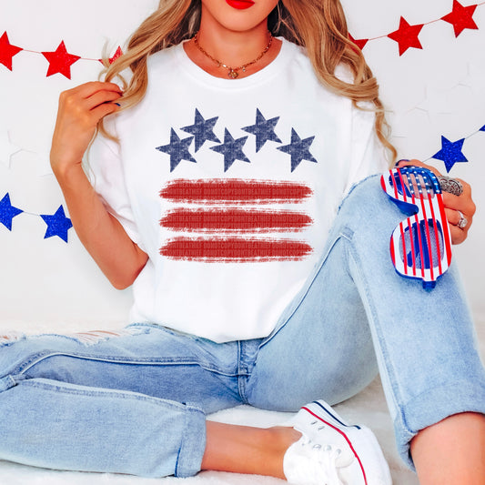 Stars and Stripes USA Flag 4th of July Ready to Press Transfer DTF Transfer Sublimation Transfer