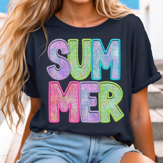 Summer Faux Glitter Ready to Press Transfer
