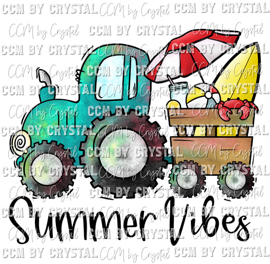 Summer Vibes Tractor Print Ready to Press Transfer