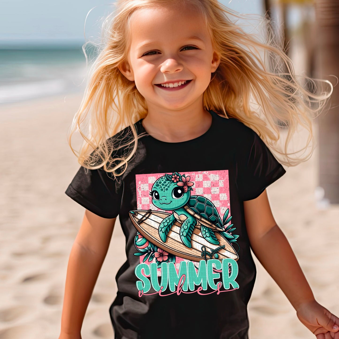 Summer Vibes Turtle Summertime Ready to Press Transfer