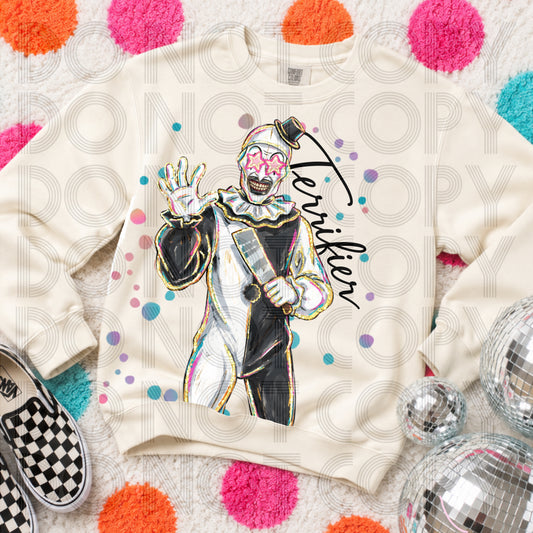 Black and White Clown Horror Girly Stars Halloween T Shirt, Sweatshirt Halloween