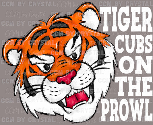 Tiger Cubs on the Prowl white Mascot Back to School Ready to Press Transfer