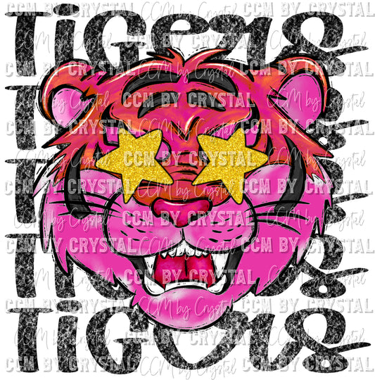 Tigers Pink Mascot Ready to Press Transfer