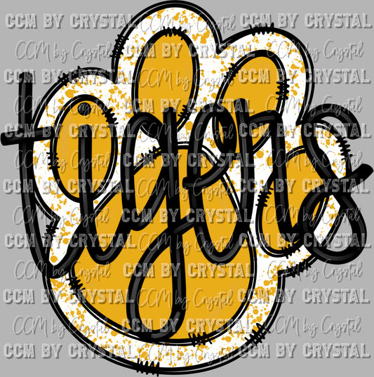 Tigers Paw Gold Yellow Ready to Press Transfer DTF Transfer Sublimation Transfer