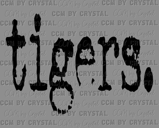 Tigers Typography Mascot Ready to Press Transfer DTF Transfer Sublimation Transfer