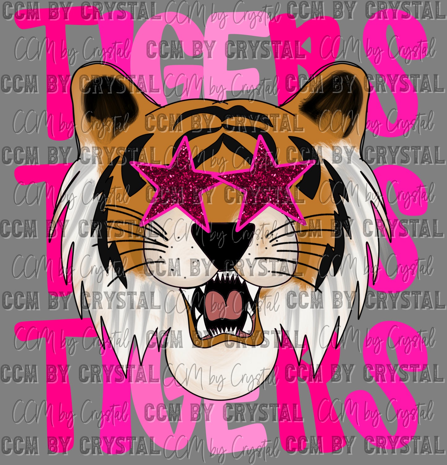 UV DTF Tigers Pink Mascot UV DTF Transfer Sticker Ready to Apply