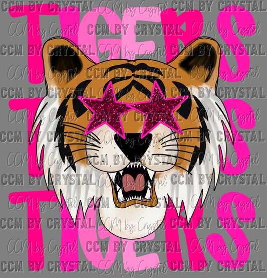 UV DTF Tigers Pink Mascot UV DTF Transfer Sticker Ready to Apply