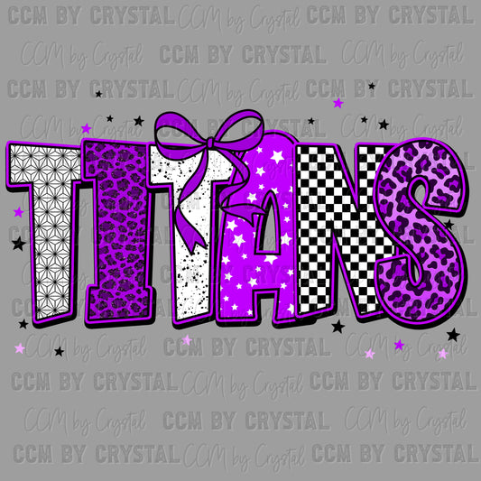 Titans Purple Mascot Ready to Press Transfer DTF Transfer Sublimation Transfer