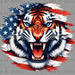 Tiger Mascot Sports American Flag Ready to Press Transfer DTF Transfer Sublimation Transfer