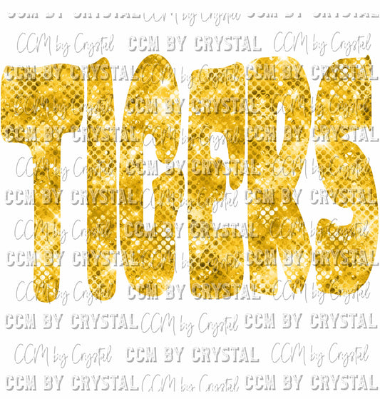 Tigers Yellow Bling Print Ready To Press Transfer